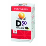 Sana-sol D-vitamiini 50µg purutabletti mustaherukka, 120 tabl